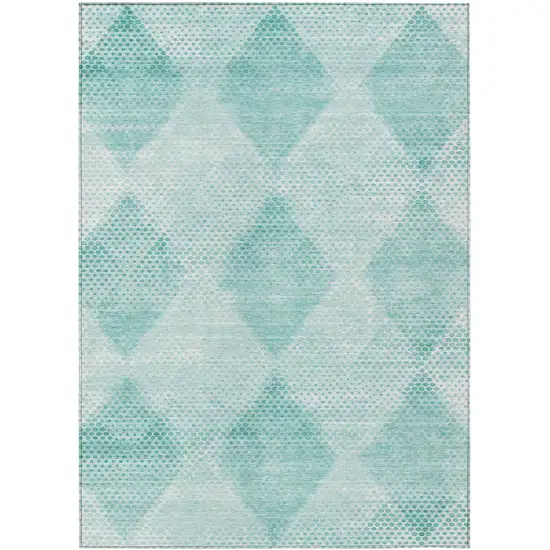 3' X 5' Teal Geometric Washable Non Skid Indoor Outdoor Area Rug Photo 2