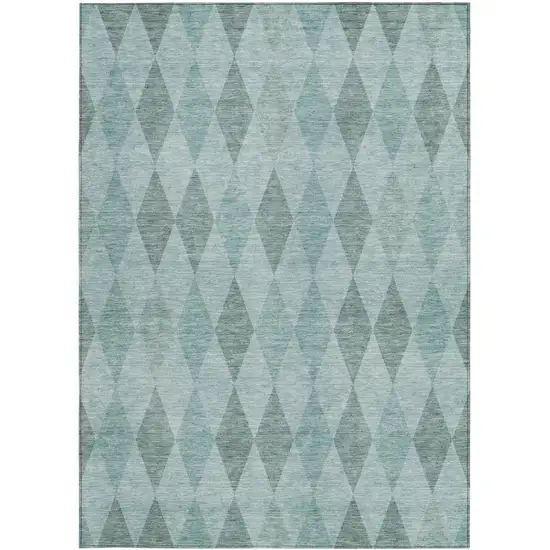 3' X 4' Teal Geometric Washable Non Skid Indoor Outdoor Area Rug Photo 4