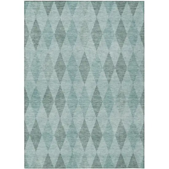 3' X 4' Teal Geometric Washable Non Skid Indoor Outdoor Area Rug Photo 2