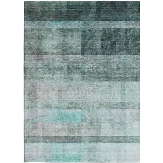 3' X 4' Teal Ombre Washable Non Skid Indoor Outdoor Area Rug Photo 5