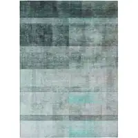 Photo of 3' X 5' Teal Ombre Washable Non Skid Indoor Outdoor Area Rug