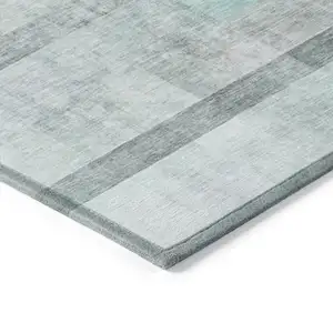 Photo of 3' X 5' Teal Ombre Washable Non Skid Indoor Outdoor Area Rug