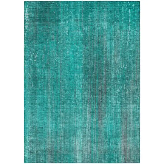 3' X 4' Teal Striped Washable Non Skid Indoor Outdoor Area Rug Photo 5