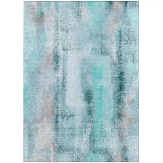 3' X 4' Teal Washable Non Skid Indoor Outdoor Area Rug Photo 4