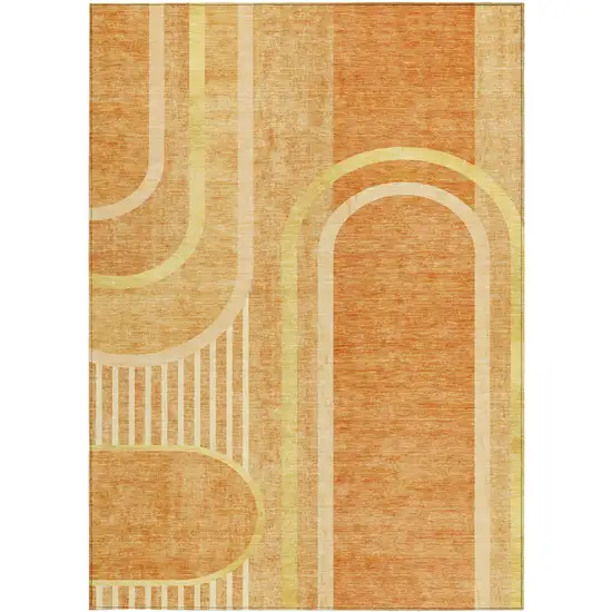 3' X 4' Terra Cotta Abstract Washable Non Skid Indoor Outdoor Area Rug Photo 3