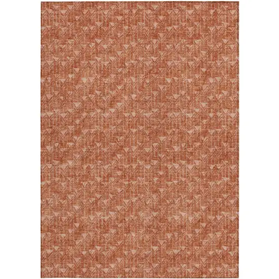 Terra Cotta Geometric Washable Non Skid Indoor Outdoor Area Rug Photo 8