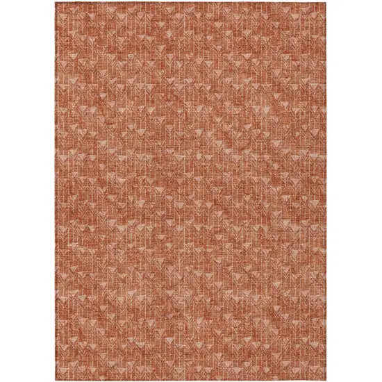 3' X 4' Terra Cotta Geometric Washable Non Skid Indoor Outdoor Area Rug Photo 2