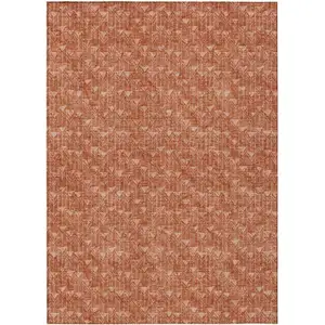 Photo of 3' X 4' Terra Cotta Geometric Washable Non Skid Indoor Outdoor Area Rug