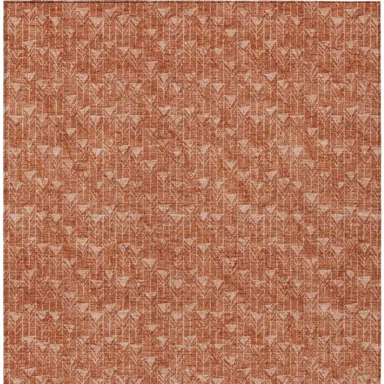 Terra Cotta Geometric Washable Non Skid Indoor Outdoor Area Rug Photo 8