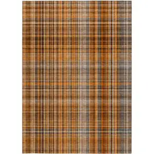 Photo of 3' X 4' Terra Cotta Plaid Washable Non Skid Indoor Outdoor Area Rug