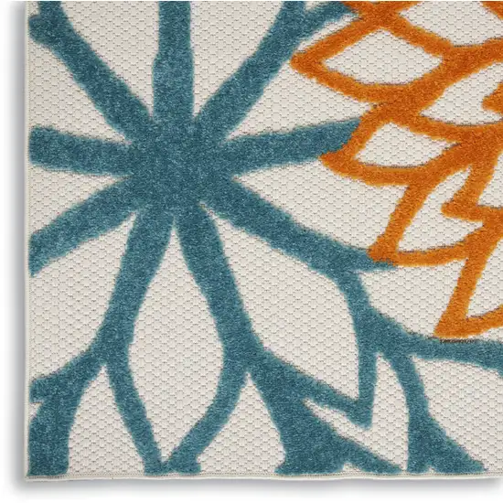 2' X 8' Turquoise Floral Non Skid Indoor Outdoor Runner Rug Photo 6