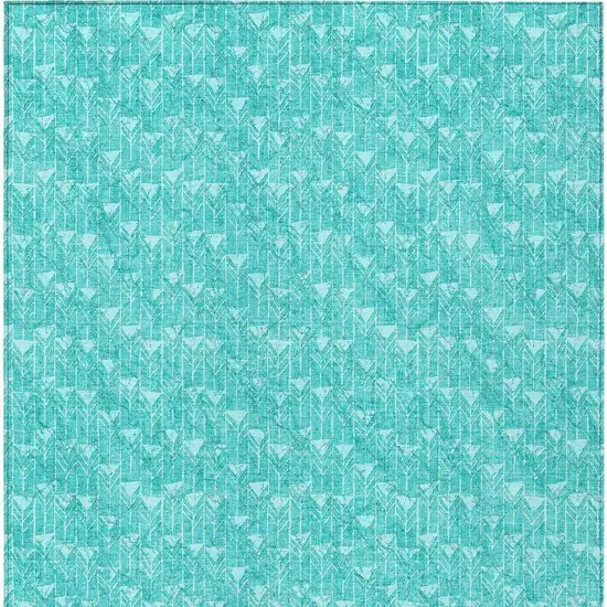 3' X 5' Turquoise Geometric Washable Non Skid Indoor Outdoor Area Rug Photo 5