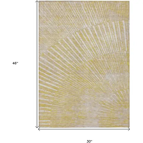 3' X 4' Wheat Abstract Washable Non Skid Indoor Outdoor Area Rug Photo 3