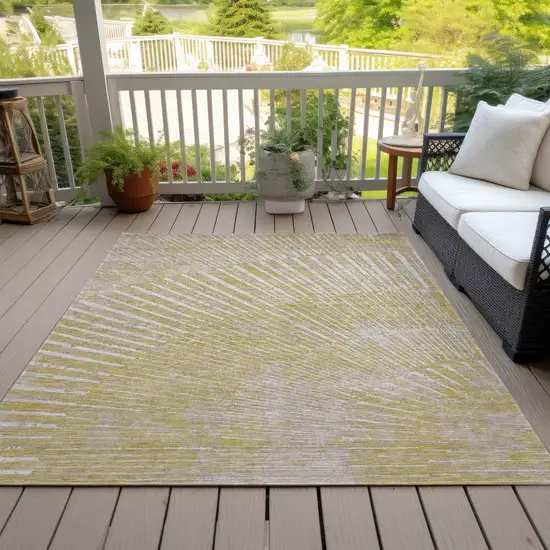 3' X 4' Wheat Abstract Washable Non Skid Indoor Outdoor Area Rug Photo 8