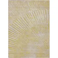 Photo of 3' X 5' Wheat Abstract Washable Non Skid Indoor Outdoor Area Rug