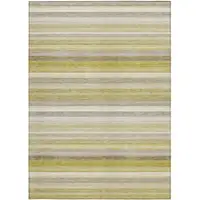 Photo of 3' X 4' Wheat Striped Washable Non Skid Indoor Outdoor Area Rug