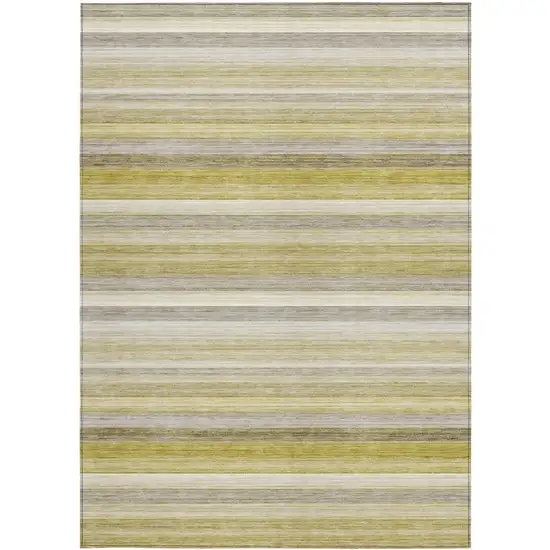 3' X 4' Wheat Striped Washable Non Skid Indoor Outdoor Area Rug Photo 4