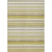 Photo of 3' X 5' Wheat Striped Washable Non Skid Indoor Outdoor Area Rug