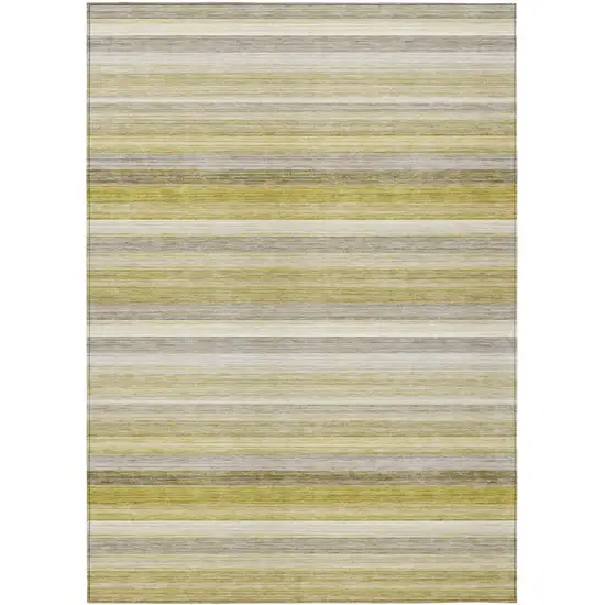 3' X 5' Wheat Striped Washable Non Skid Indoor Outdoor Area Rug Photo 2