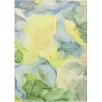 Photo of 3' X 5' Yellow Abstract Washable Non Skid Indoor Outdoor Area Rug