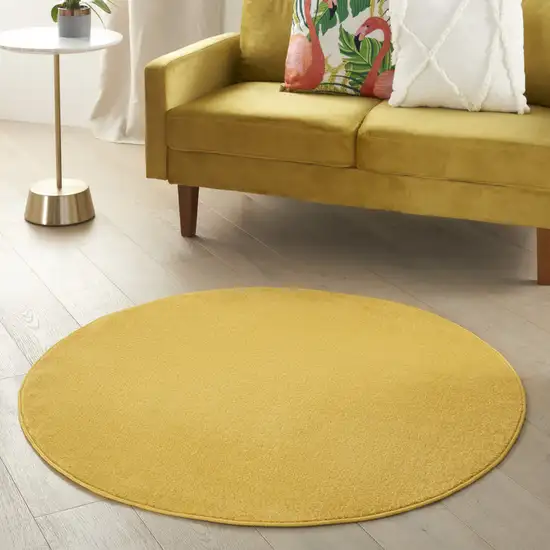 4' X 4' Yellow Round Non Skid Indoor Outdoor Area Rug Photo 6