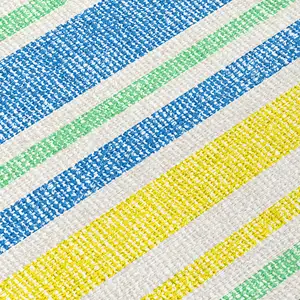 Photo of 3' X 4' Yellow Striped Washable Non Skid Indoor Outdoor Area Rug