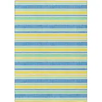 Photo of 3' X 5' Yellow Striped Washable Non Skid Indoor Outdoor Area Rug