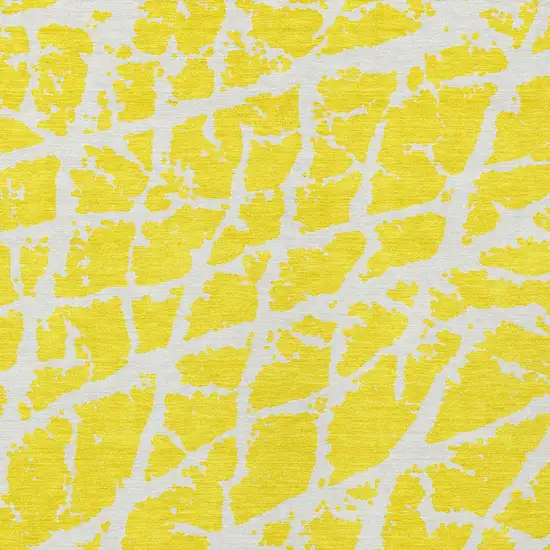 3' X 4' Yellow and White Abstract Washable Non Skid Indoor Outdoor Area Rug Photo 8