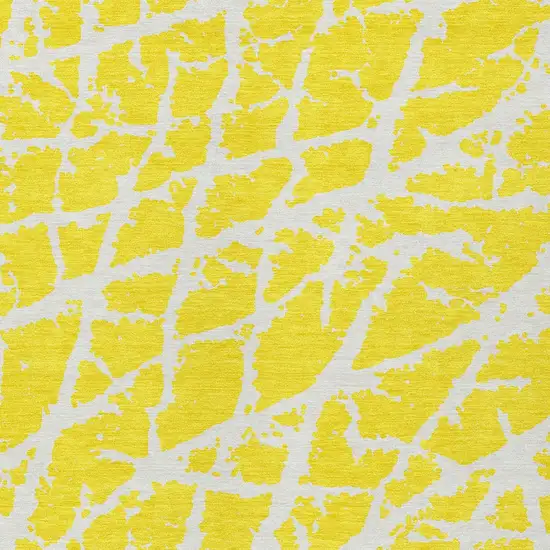 3' X 5' Yellow and White Abstract Washable Non Skid Indoor Outdoor Area Rug Photo 8