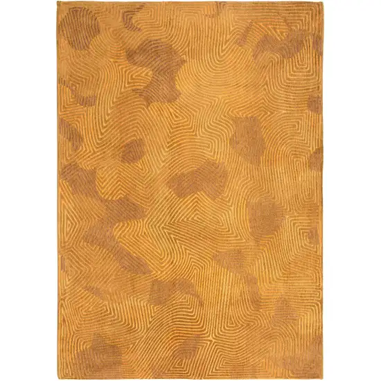 10' Yellow Abstract Non Skid Area Rug Photo 2