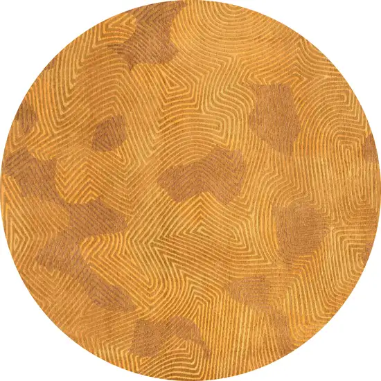 8' Yellow Round Abstract Non Skid Area Rug Photo 2