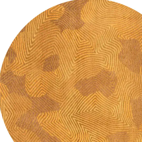 8' Yellow Round Abstract Non Skid Area Rug Photo 6