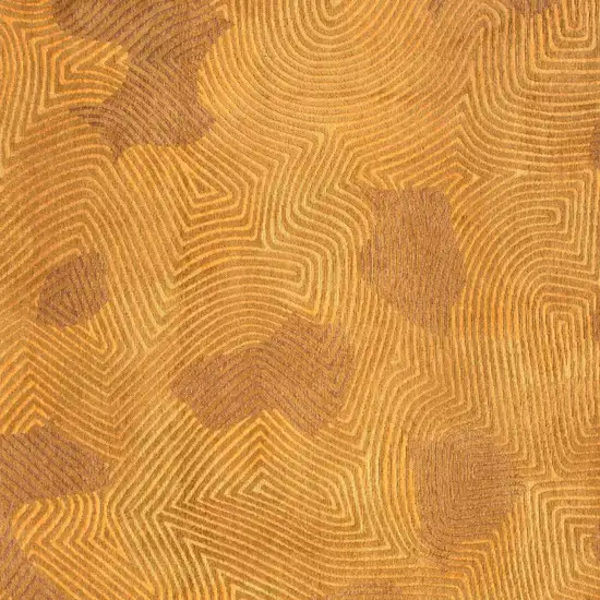 5' Yellow Round Abstract Non Skid Area Rug Photo 8