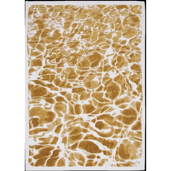 10' Yellow and Brown Abstract Non Skid Area Rug Photo 6