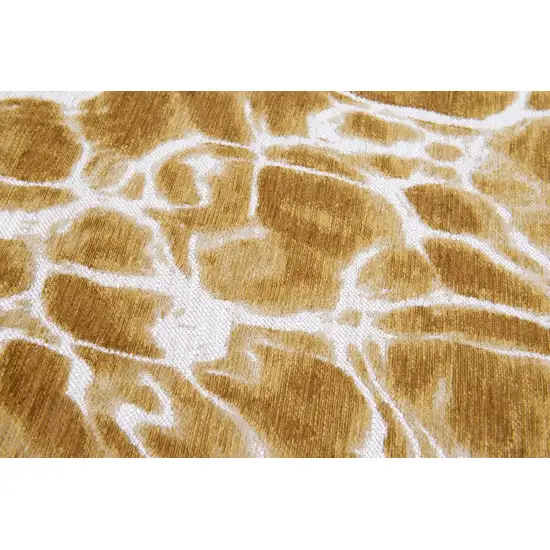 10' Yellow and Brown Abstract Non Skid Area Rug Photo 8