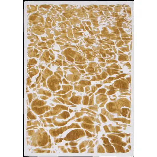 10' Yellow and Brown Abstract Non Skid Area Rug Photo 2