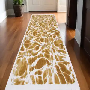 Photo of 10' Yellow and Brown Abstract Non Skid Area Rug