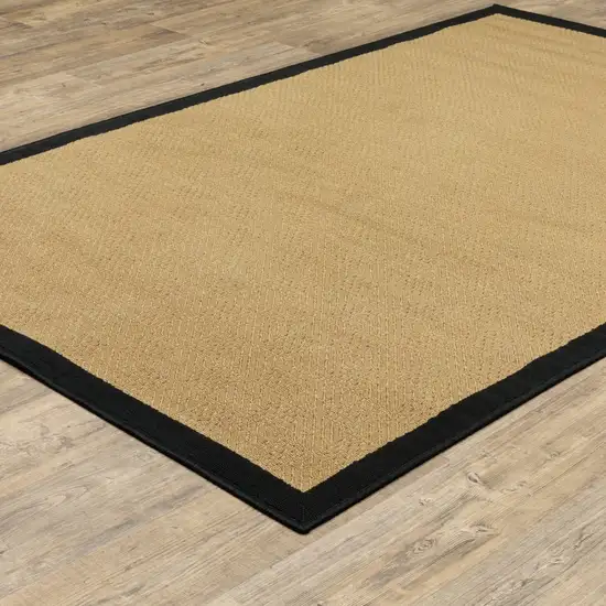 3'x5' Beige and Black Plain Indoor Outdoor Area Rug Photo 6