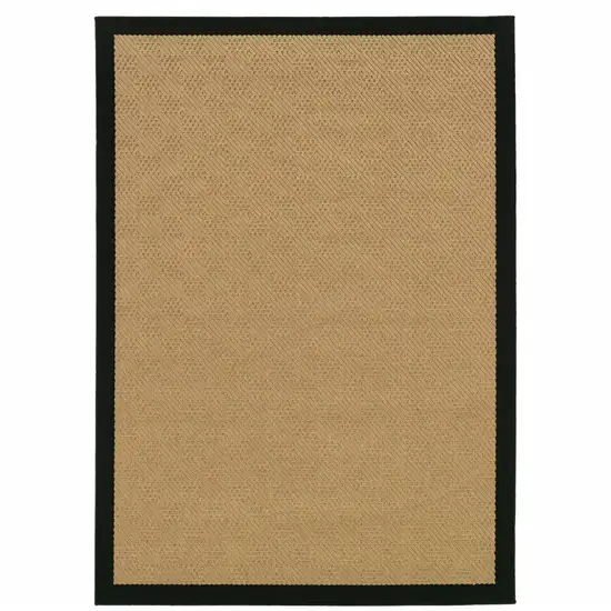 3'x5' Beige and Black Plain Indoor Outdoor Area Rug Photo 1