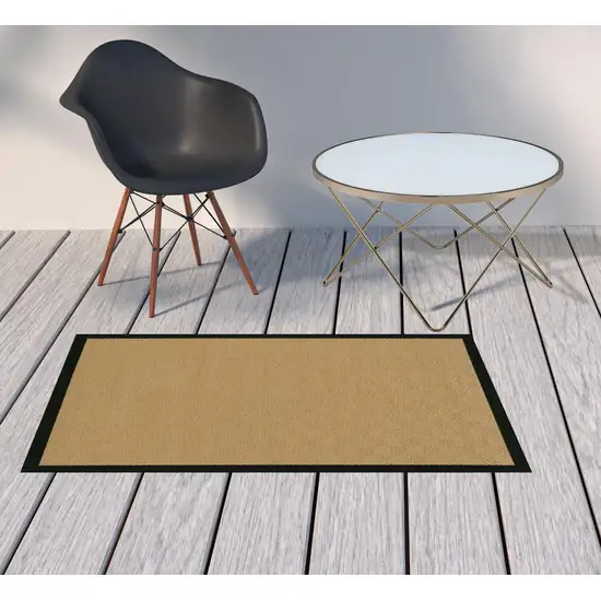 3'x5' Beige and Black Plain Indoor Outdoor Area Rug Photo 10