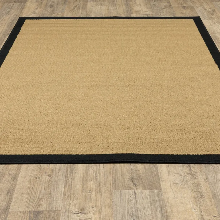 3'x5' Beige and Black Plain Indoor Outdoor Area Rug Photo 2