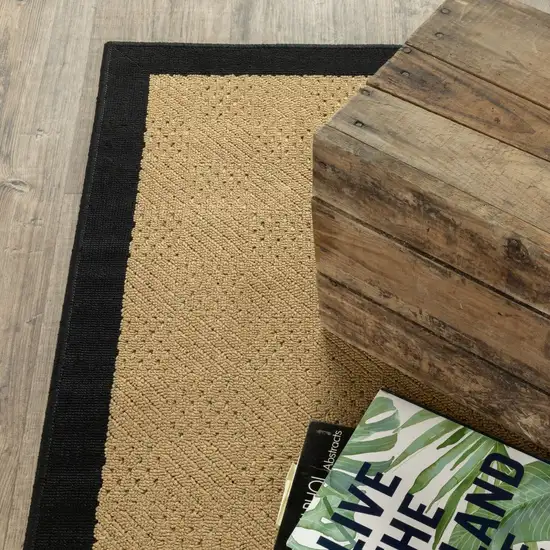 3'x5' Beige and Black Plain Indoor Outdoor Area Rug Photo 9