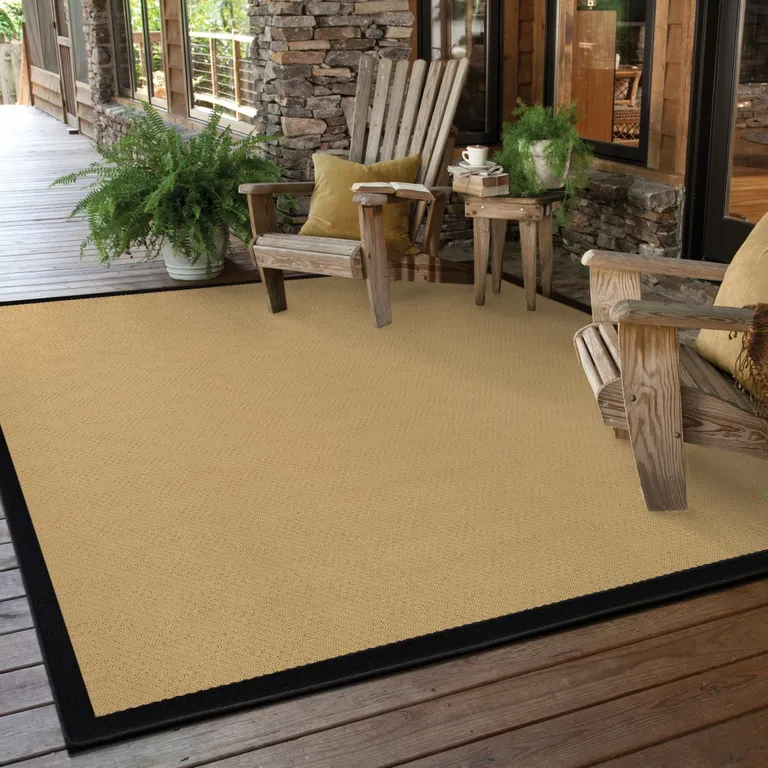 3'x5' Beige and Black Plain Indoor Outdoor Area Rug Photo 4