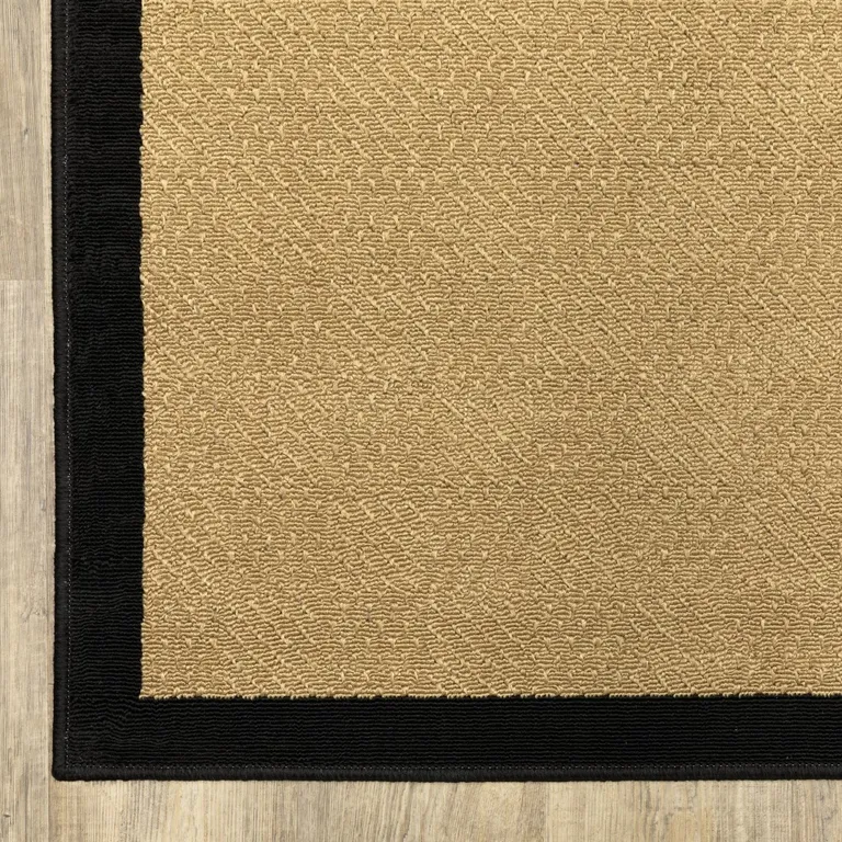 3'x5' Beige and Black Plain Indoor Outdoor Area Rug Photo 3