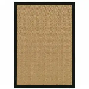 Photo of 4'x6' Beige and Black Plain Indoor Outdoor Area Rug