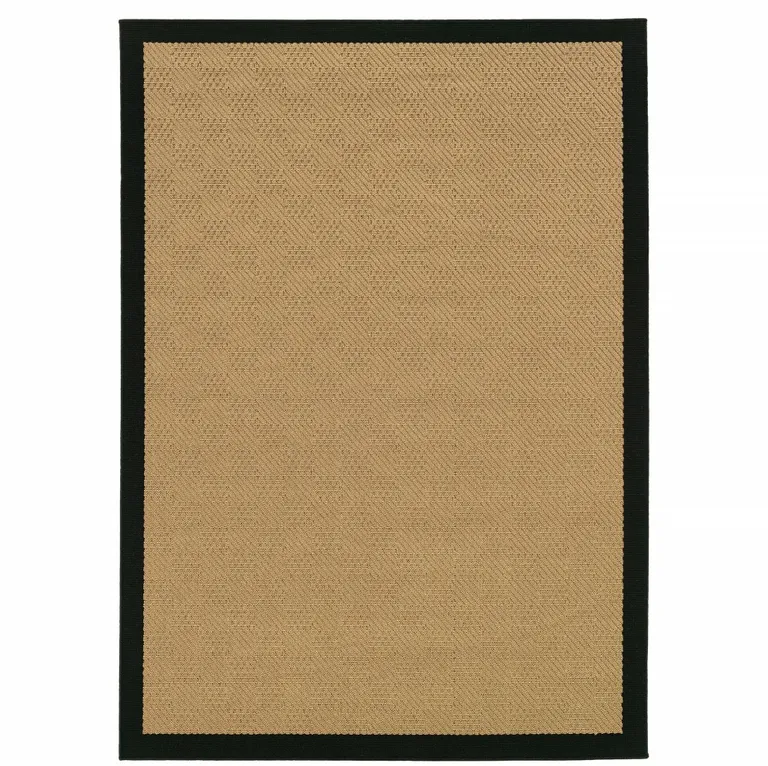 5'x8' Beige and Black Plain Indoor Outdoor Area Rug Photo 1