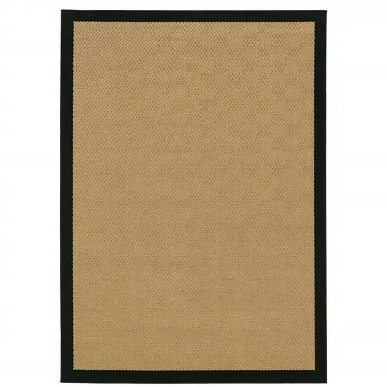 5'x8' Beige and Black Plain Indoor Outdoor Area Rug Photo 11