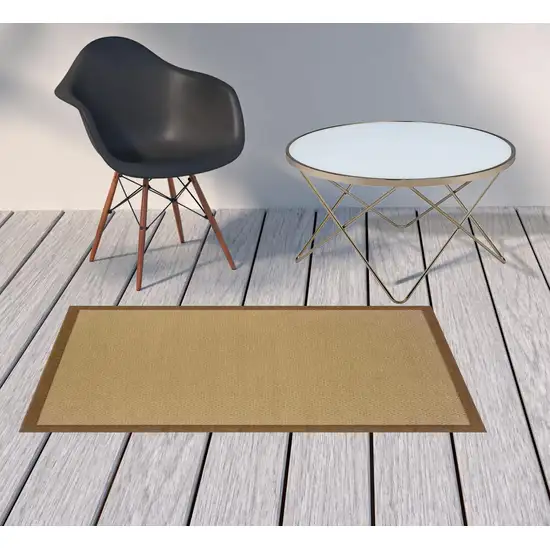 3'x5' Beige and Brown Plain Indoor Outdoor Area Rug Photo 5