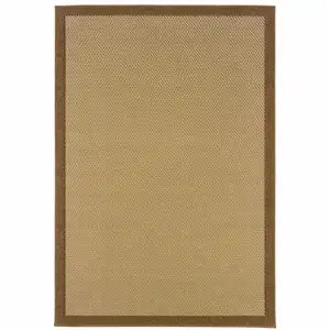 Photo of 3'x5' Beige and Brown Plain Indoor Outdoor Area Rug