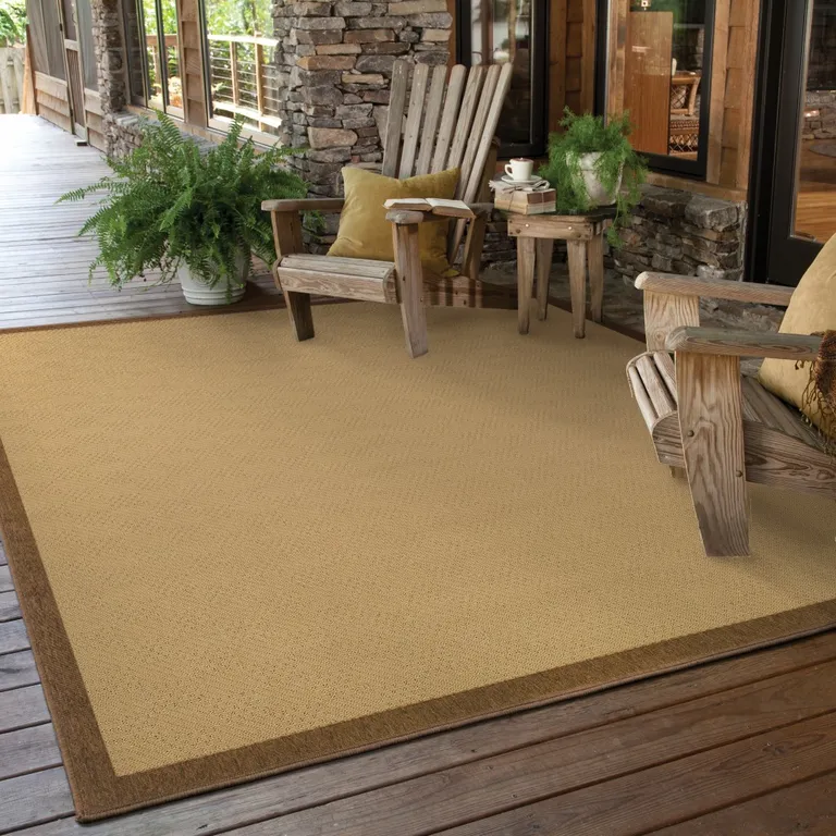 3'x5' Beige and Brown Plain Indoor Outdoor Area Rug Photo 3